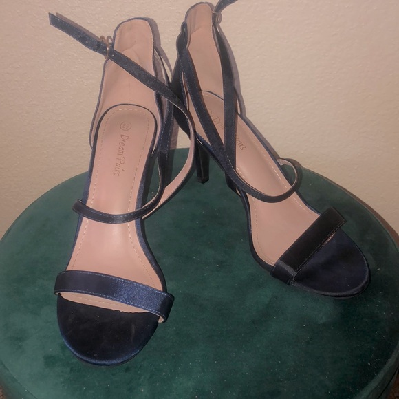 DREAM PAIRS Women's DOLCE Fashion Stilettos Open Toe Pump Heel Sandals in Navy. - Picture 4 of 7
